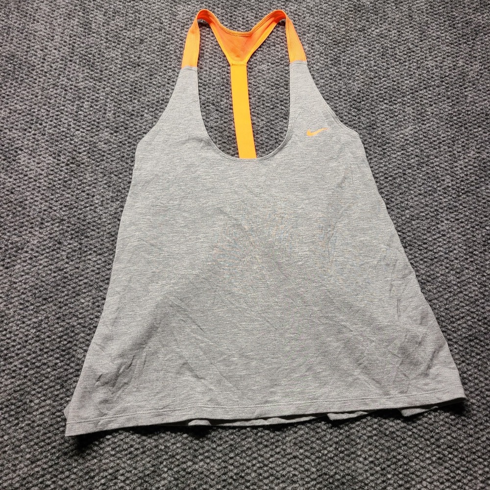 Nike Tank Top Womens XL Gray Heathered Orange Loose Dri-Fit Sleeveless Racerback